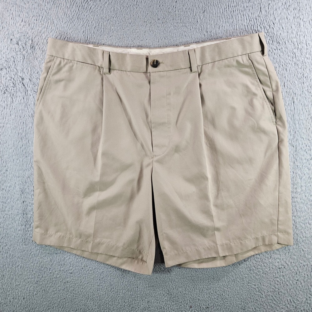 Brooks Brothers St Andrews Links Mens 40 Khaki Tan Pleated Golf Shorts Polyester